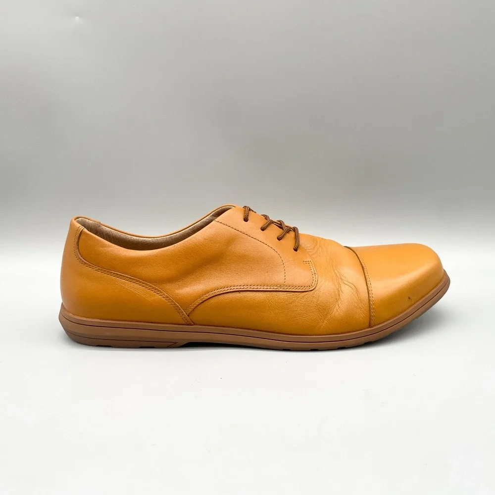 Birchbury Mens 12 Brenston Barefoot Oxford Shoes Tan Leather Minimalist Casual